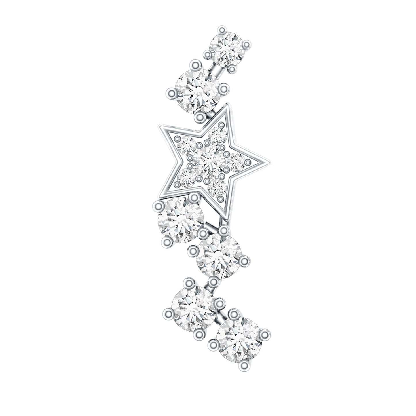 Unique Diamond Star Crawler Helix Earring