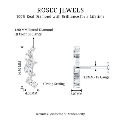 Unique Diamond Star Crawler Helix Earring