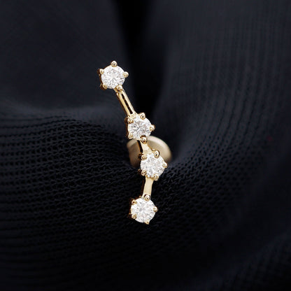 Diamond Aquarius Zodiac Earring for Helix Piercing