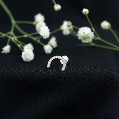 Certified Diamond Half Circle Earring for Piercing