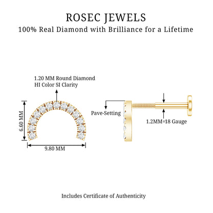 Certified Diamond Half Circle Earring for Piercing
