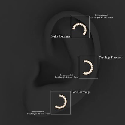 Certified Diamond Half Circle Earring for Piercing