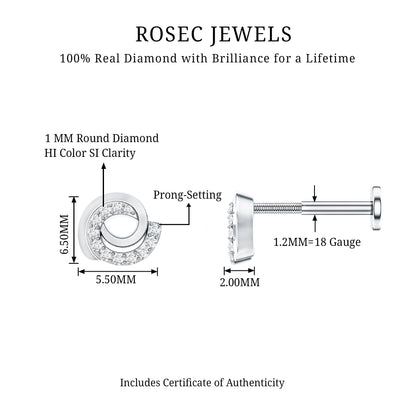 Certified Diamond Spiral Earring for Cartilage Piercing