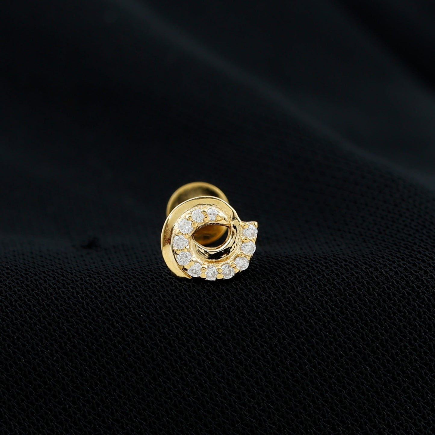 Certified Diamond Spiral Earring for Cartilage Piercing