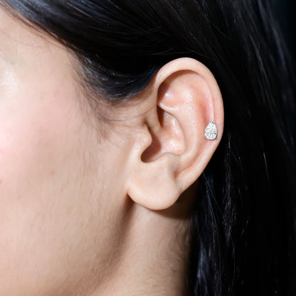 Pear Shaped Diamond Solitaire Tragus Earring