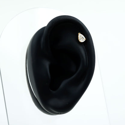 Pear Shaped Diamond Solitaire Tragus Earring