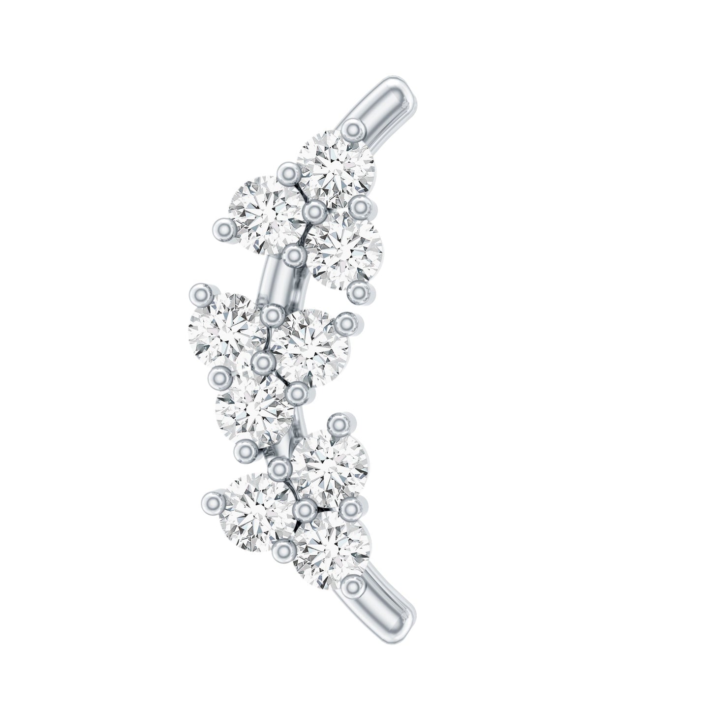 Natural Round Diamond Cluster Curved Helix Earring
