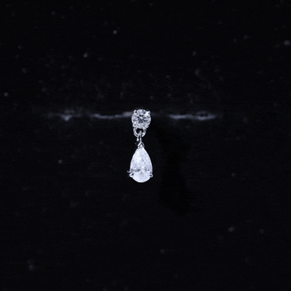 Pear and Round Cut Diamond Stud Drop Helix Earring