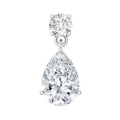 Pear and Round Cut Diamond Stud Drop Helix Earring