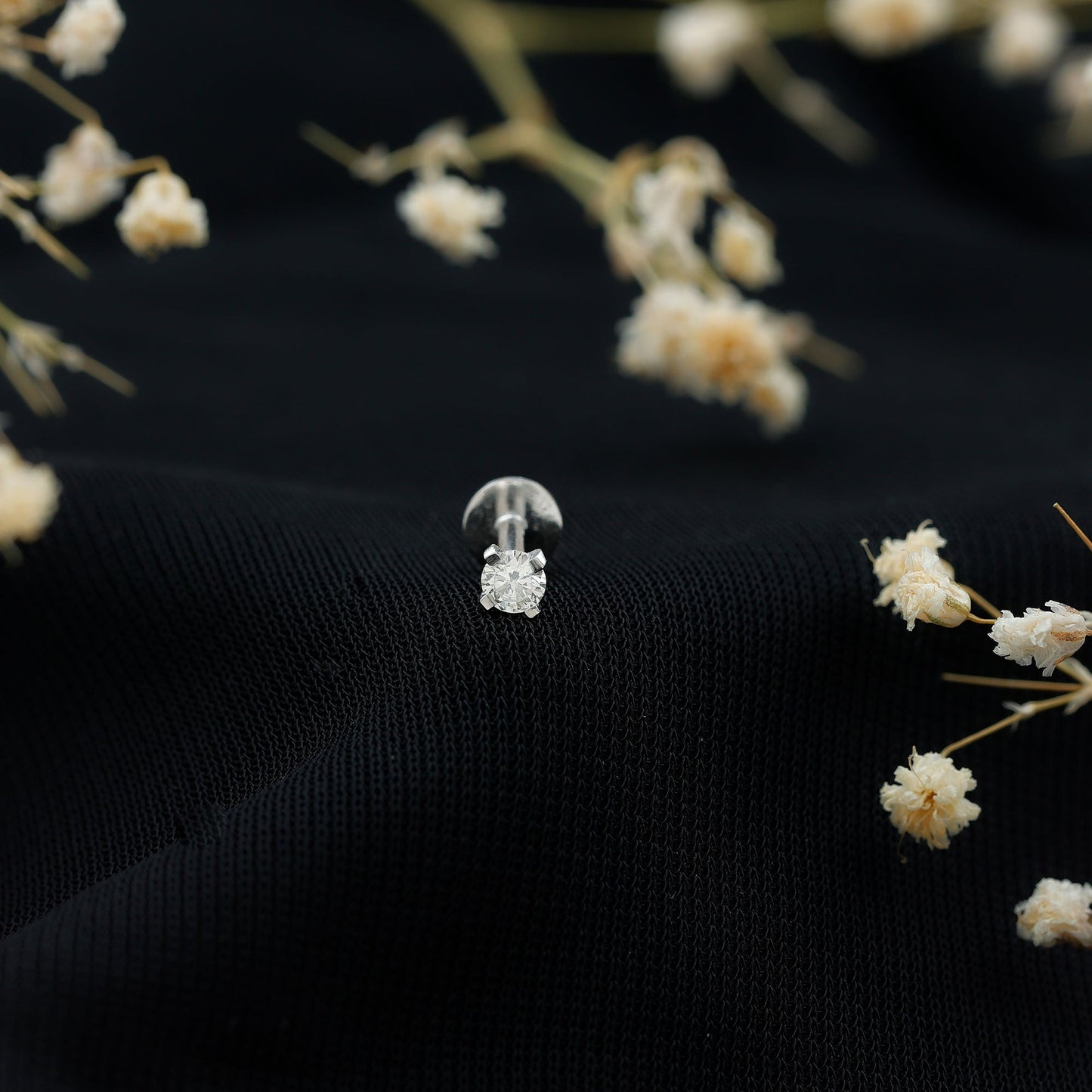 Minimalist Peg Head Set Diamond Nose Pin Stud