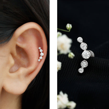 Graduated Diamond Ear Climber Earring in Bezel Setting