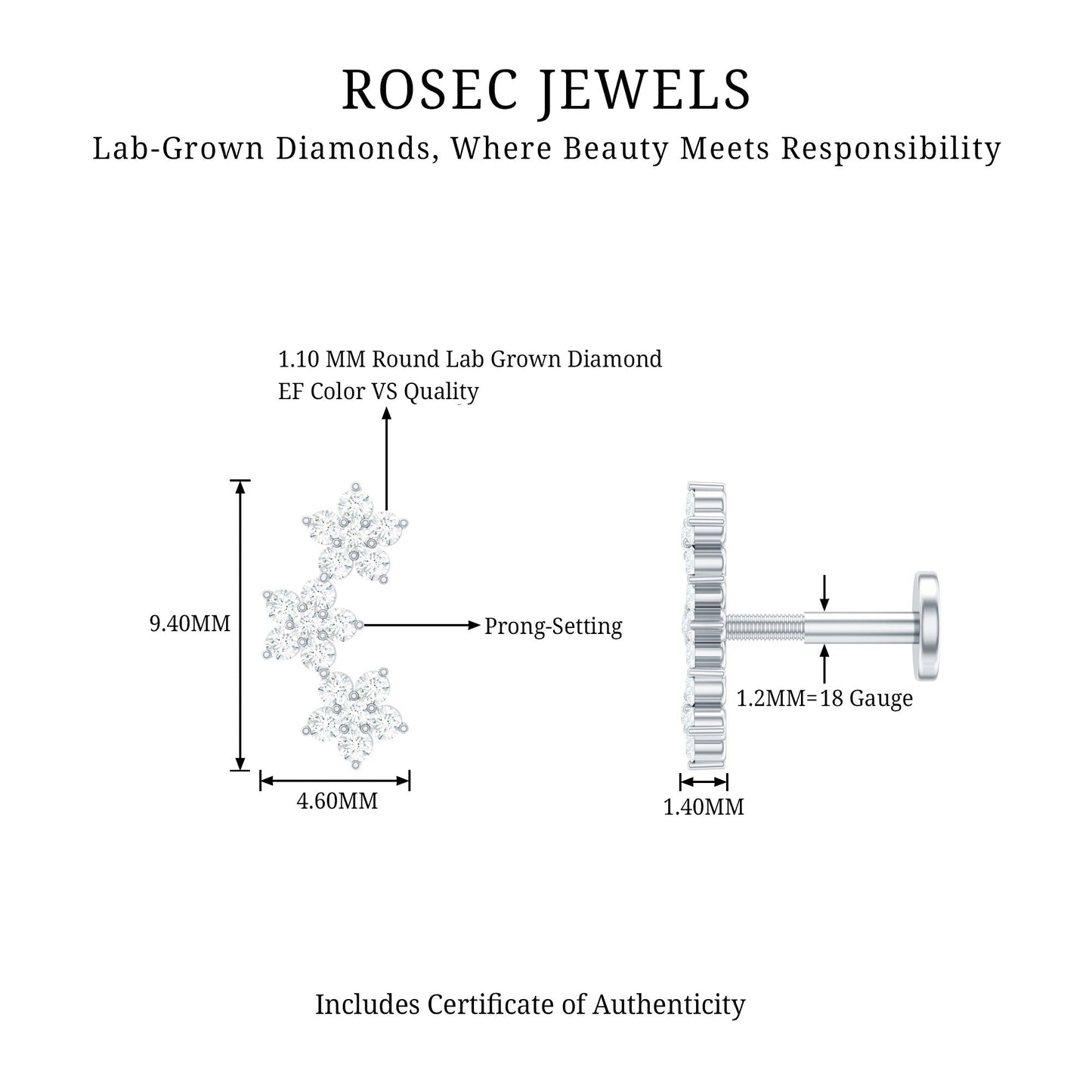 Helix Flower Crawler Earring with Diamond