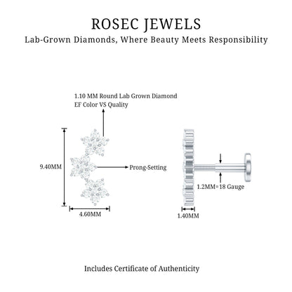 Helix Flower Crawler Earring with Diamond