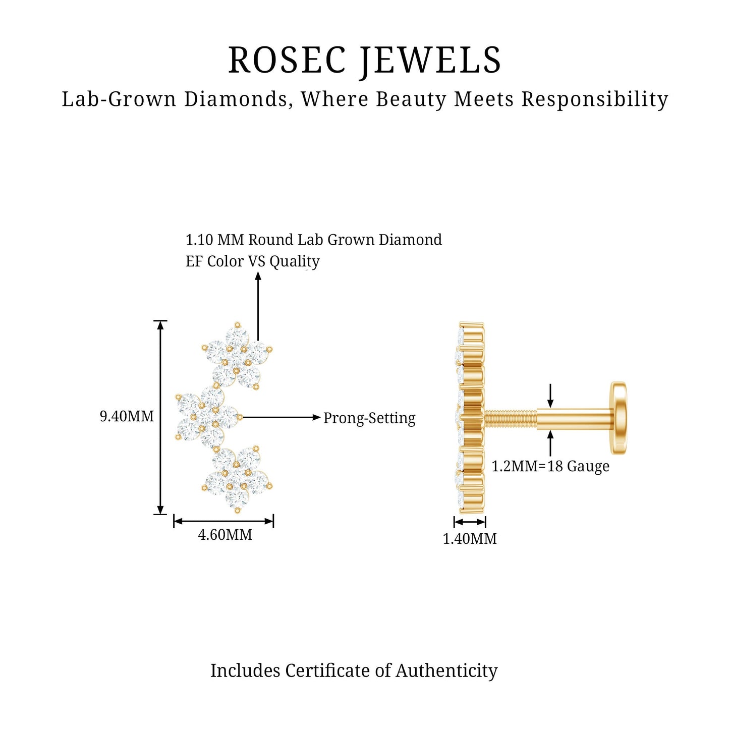 Helix Flower Crawler Earring with Diamond