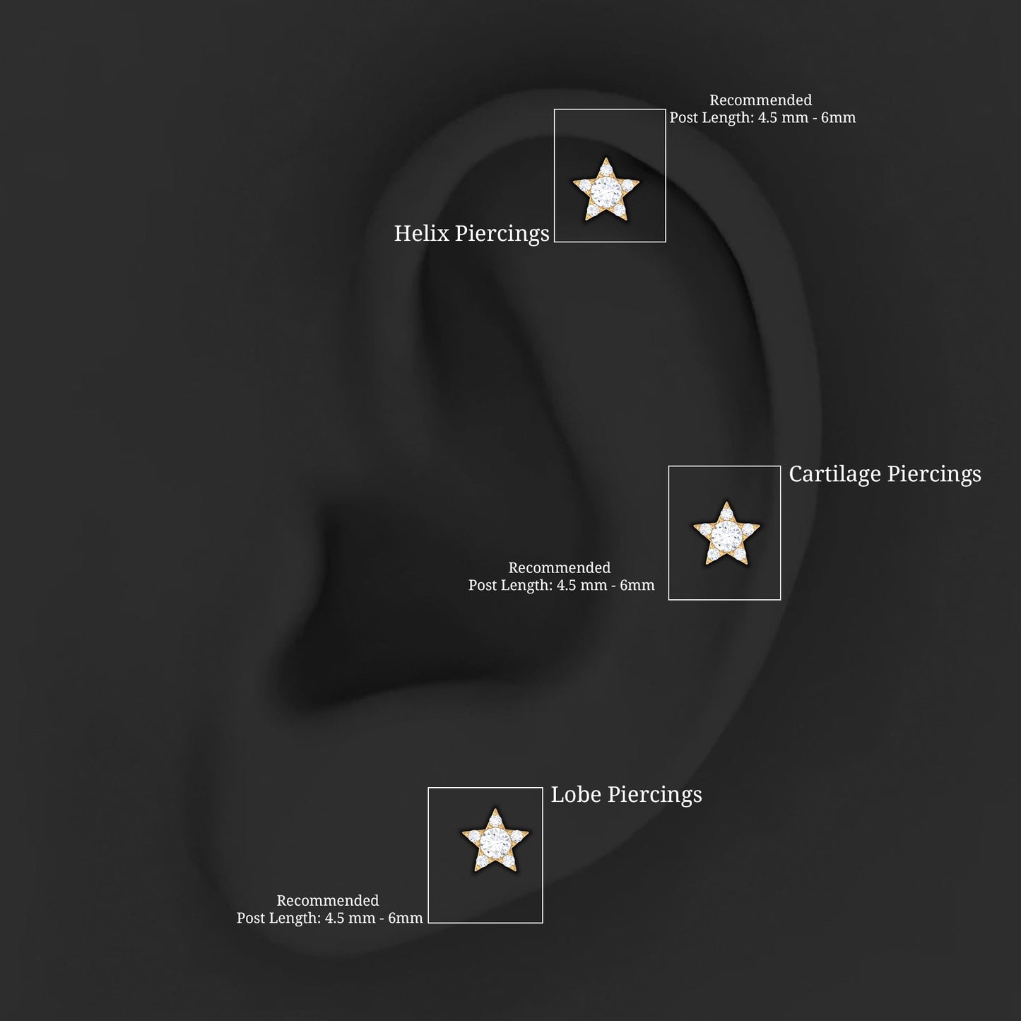 Minimal Diamond Star Celestial Earring for Helix Piercing