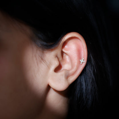 Vintage Inspired Oval Diamond Cartilage Earring