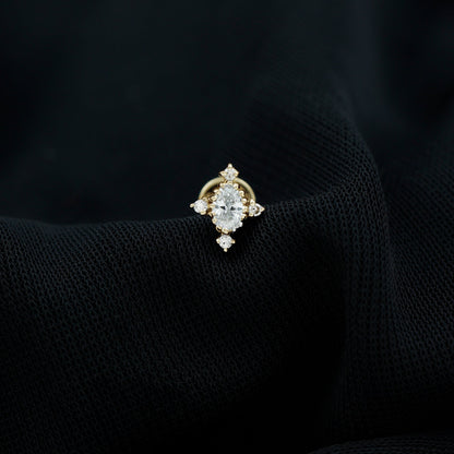 Vintage Inspired Oval Diamond Cartilage Earring