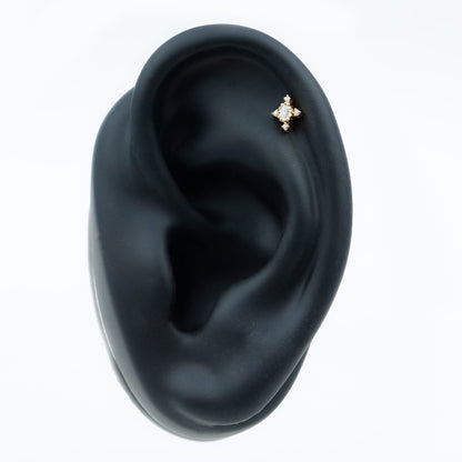 Vintage Inspired Oval Diamond Cartilage Earring