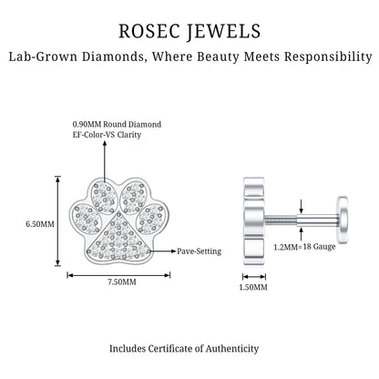 Certified Diamond Paw Cartilage Earring