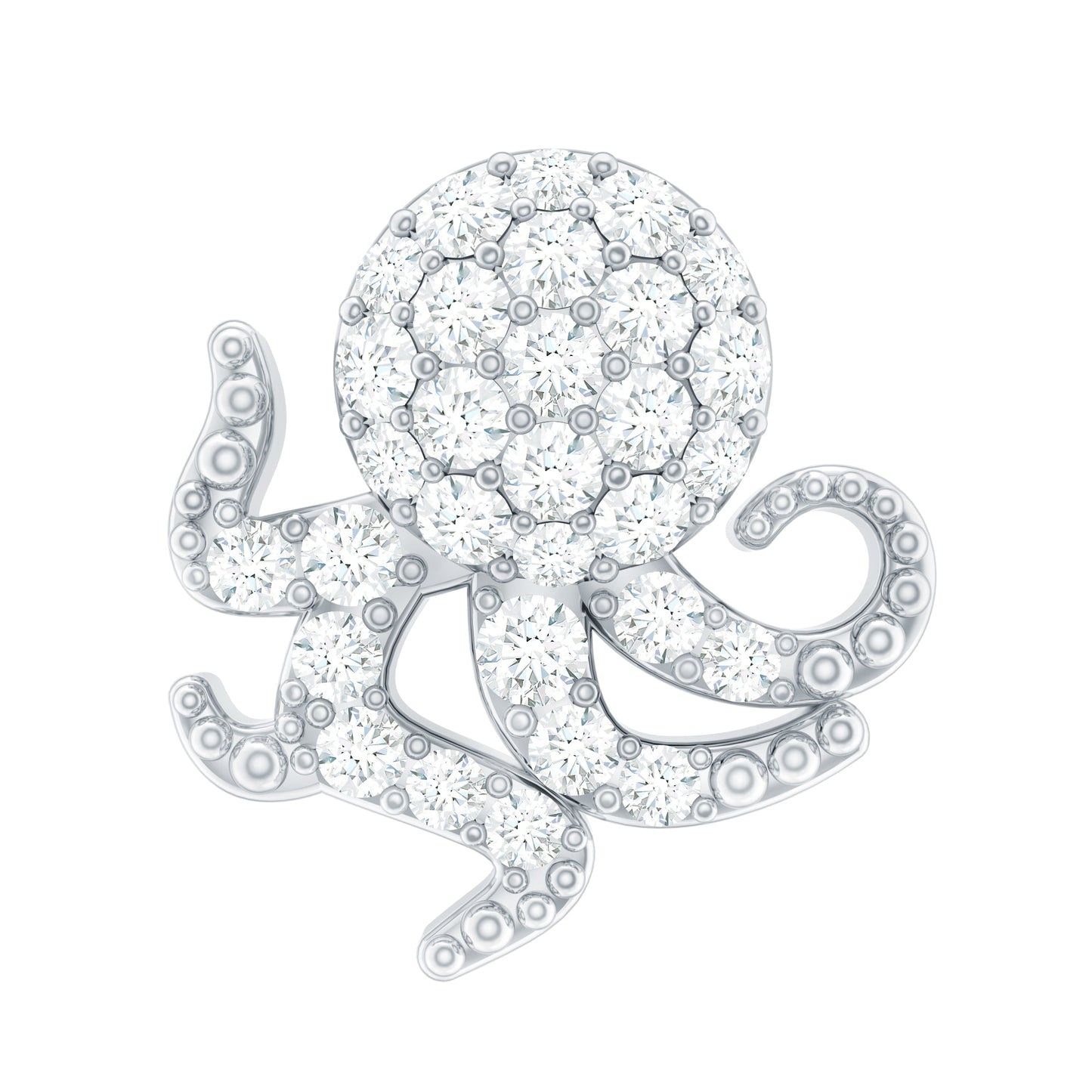 Diamond Octopus Earring with Flat Back