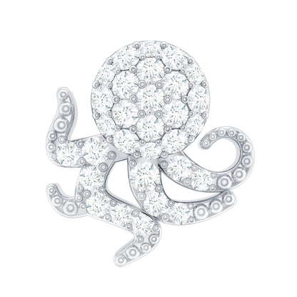 Diamond Octopus Earring with Flat Back