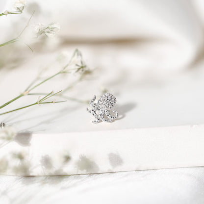 Diamond Octopus Earring with Flat Back