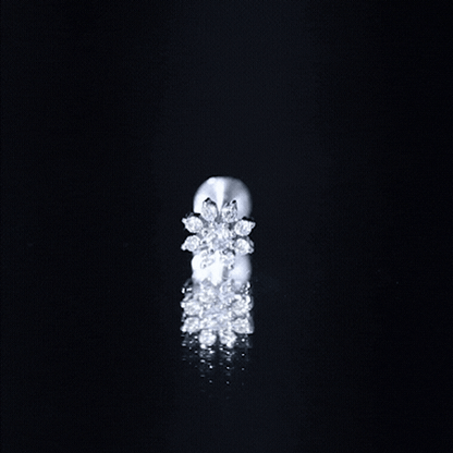 Sparkling Diamond Flower Cartilage Earring with Flat Back