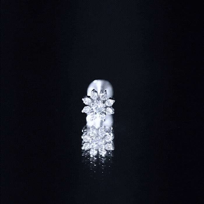 Sparkling Diamond Flower Cartilage Earring with Flat Back