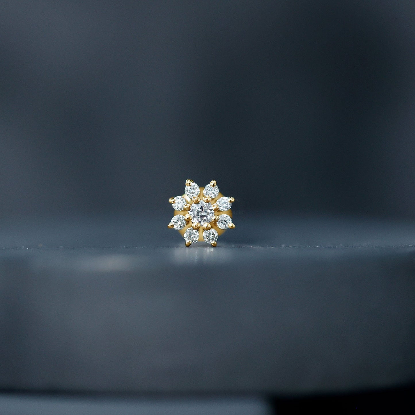Sparkling Diamond Flower Cartilage Earring with Flat Back