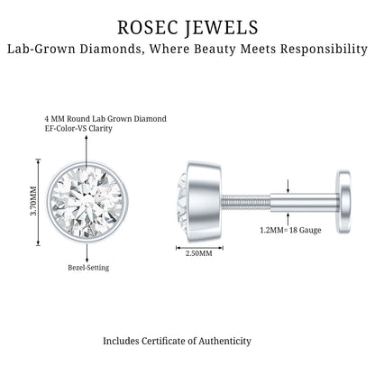 Bezel Set Diamond Solitaire Conch Earring