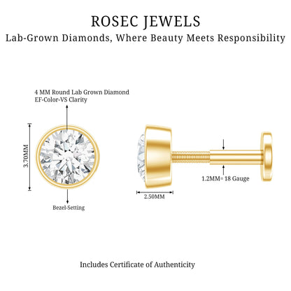 Bezel Set Diamond Solitaire Conch Earring