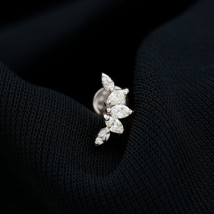 Marquise Diamond Leaf Crawler Earring for Helix Piercing
