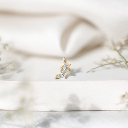 Marquise Diamond Leaf Crawler Earring for Helix Piercing