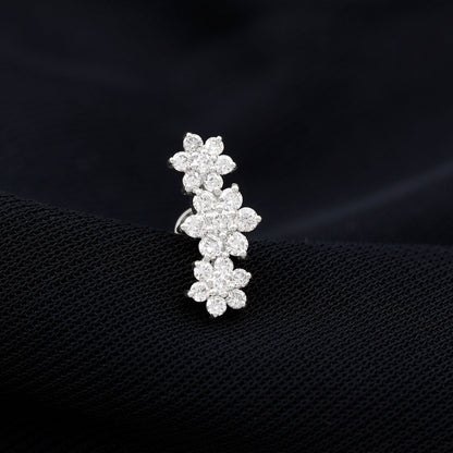 Certified Diamond Flower Crawler Cartilage Earring