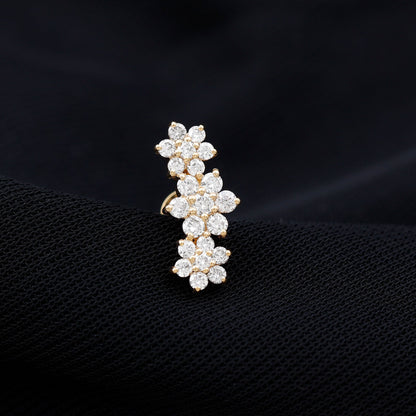Certified Diamond Flower Crawler Cartilage Earring