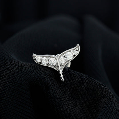 Certified Diamond Whale Tail Earring for Helix Piercing