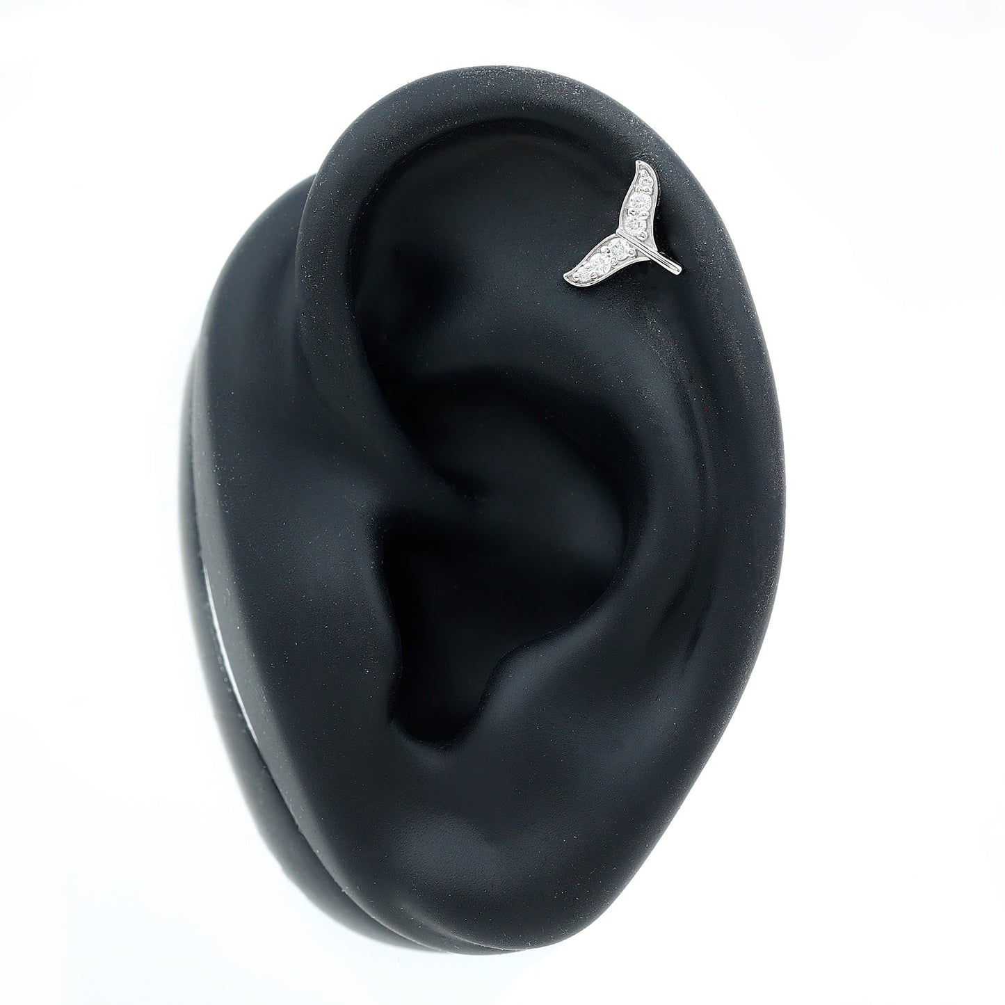 Certified Diamond Whale Tail Earring for Helix Piercing