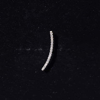 Pave Set Diamond Curved Bar Earring for Cartilage Piercing