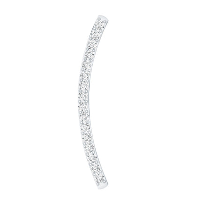 Pave Set Diamond Curved Bar Earring for Cartilage Piercing