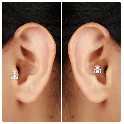 Heart Diamond Angel Earring for Helix Piercing