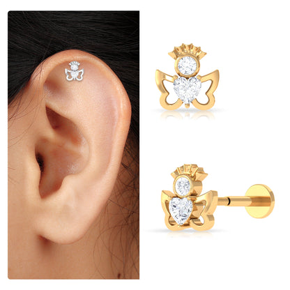 Heart Diamond Angel Earring for Helix Piercing