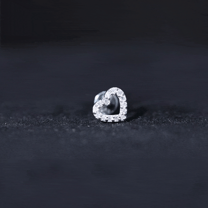 Cute Diamond Open Heart Earring for Helix Piercing