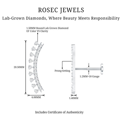 Minimal Diamond Crawler Earring for Cartilage Piercing