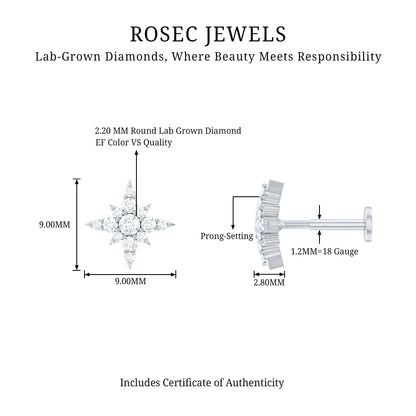 Sparkling Diamond Starburst Earring for Cartilage Piercing