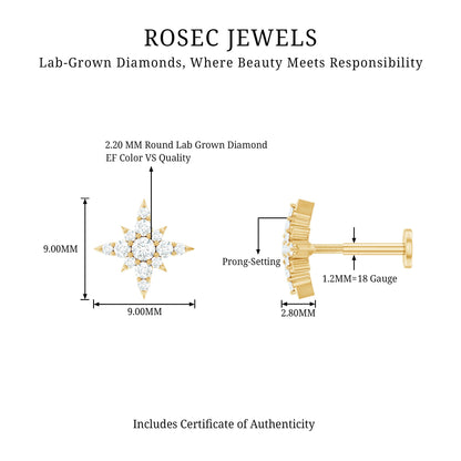 Sparkling Diamond Starburst Earring for Cartilage Piercing