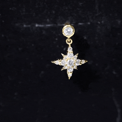 Certified Diamond Starburst Drop Earring for Helix Piercing