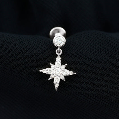 Certified Diamond Starburst Drop Earring for Helix Piercing