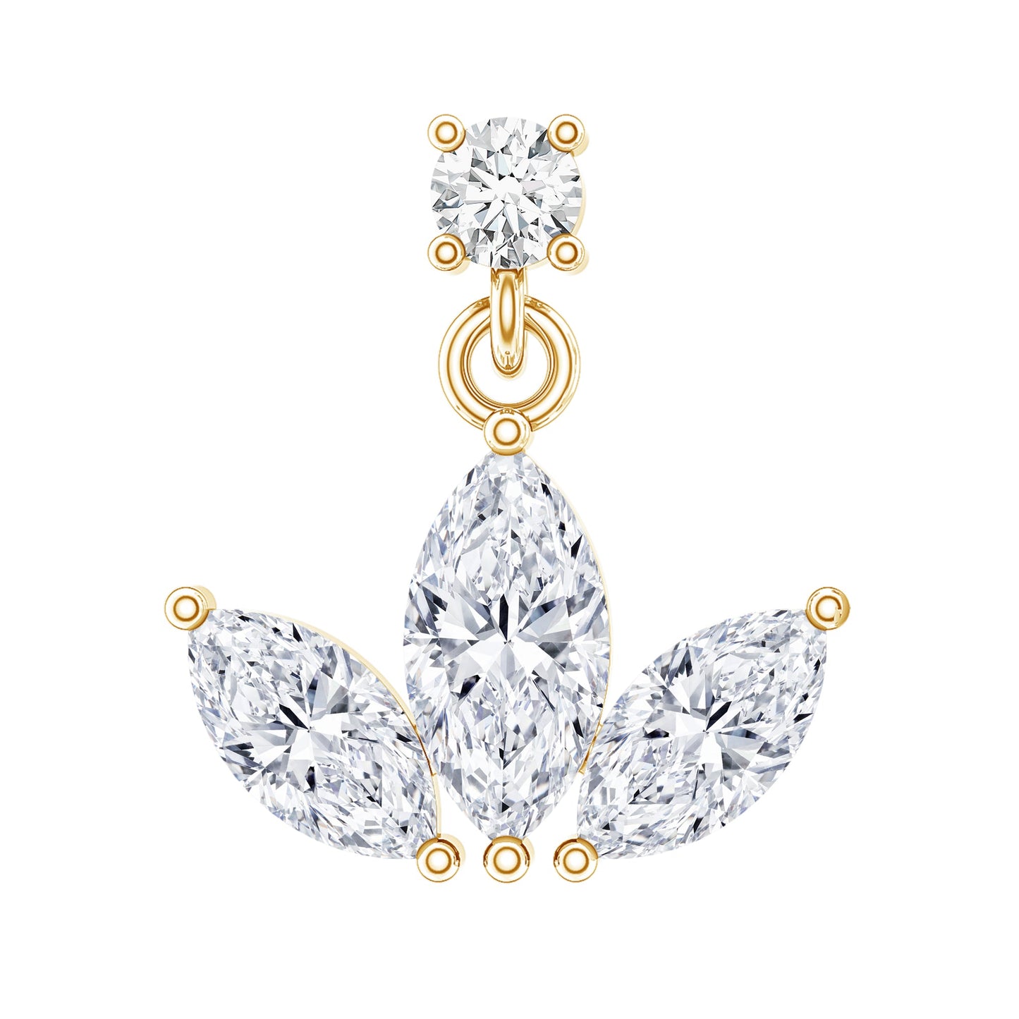 Marquise Diamond Lotus Cartilage Drop Earring