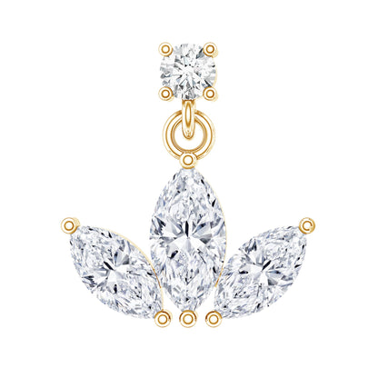 Marquise Diamond Lotus Cartilage Drop Earring