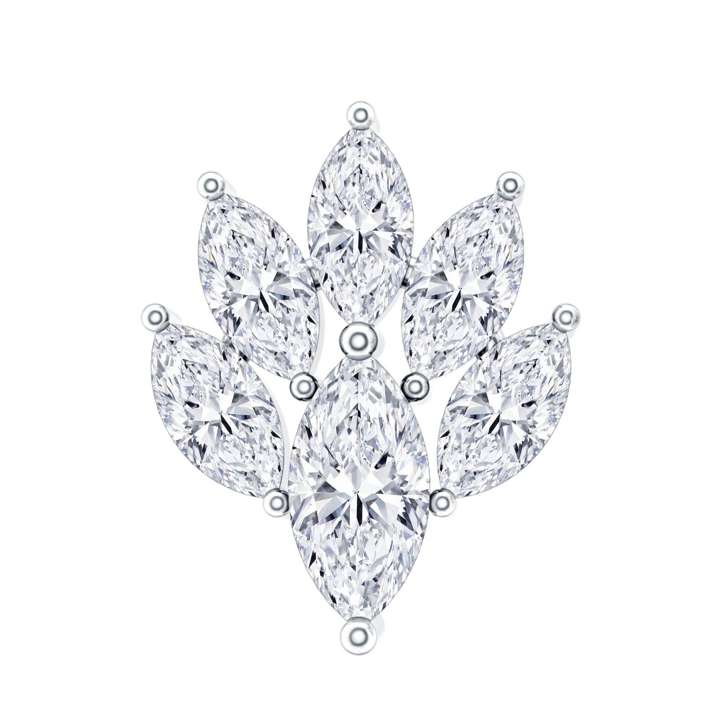 Marquise Diamond Leaf Cluster Helix Earring